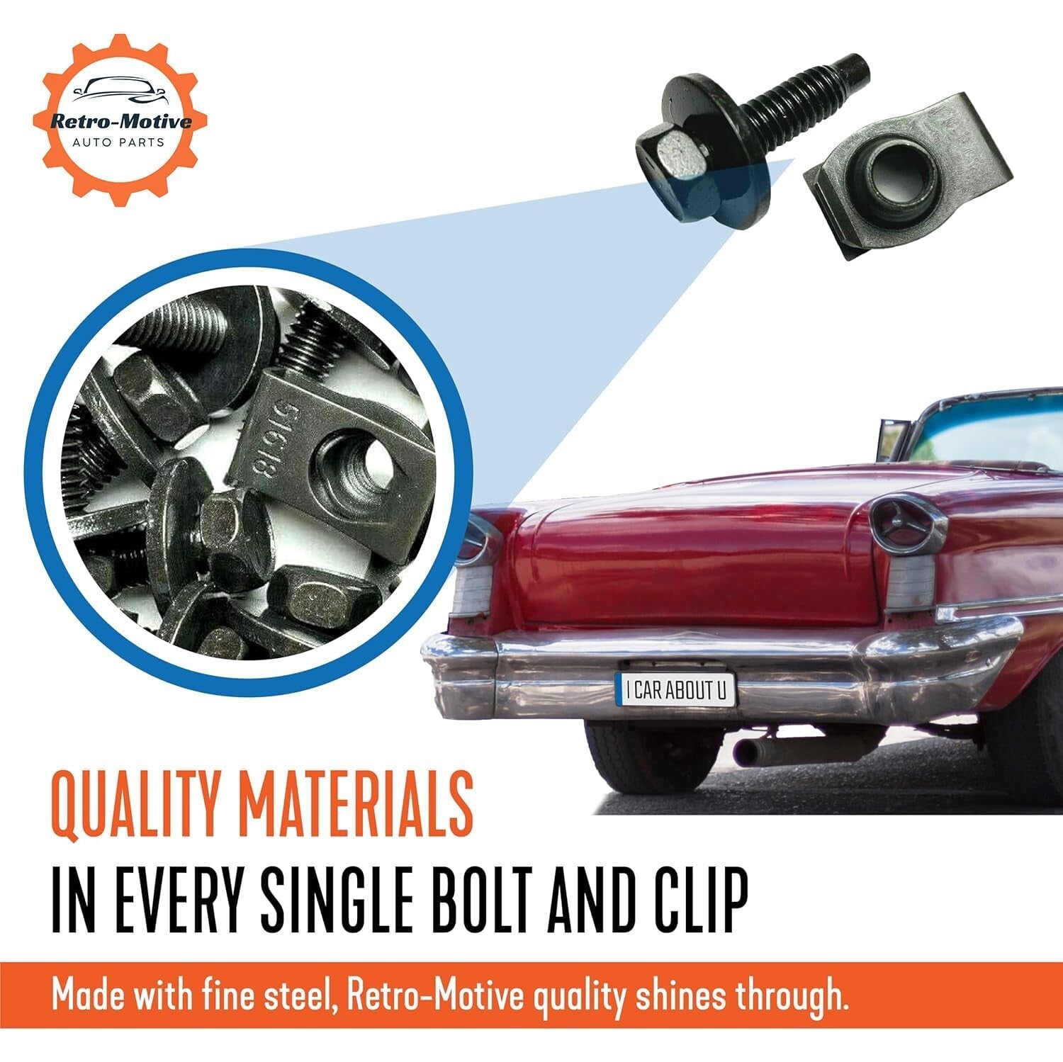 Rust-Resistant Body Bolts & U-Nut Clips - Black Phosphate, 1/4-20 x 1, 50 Pieces