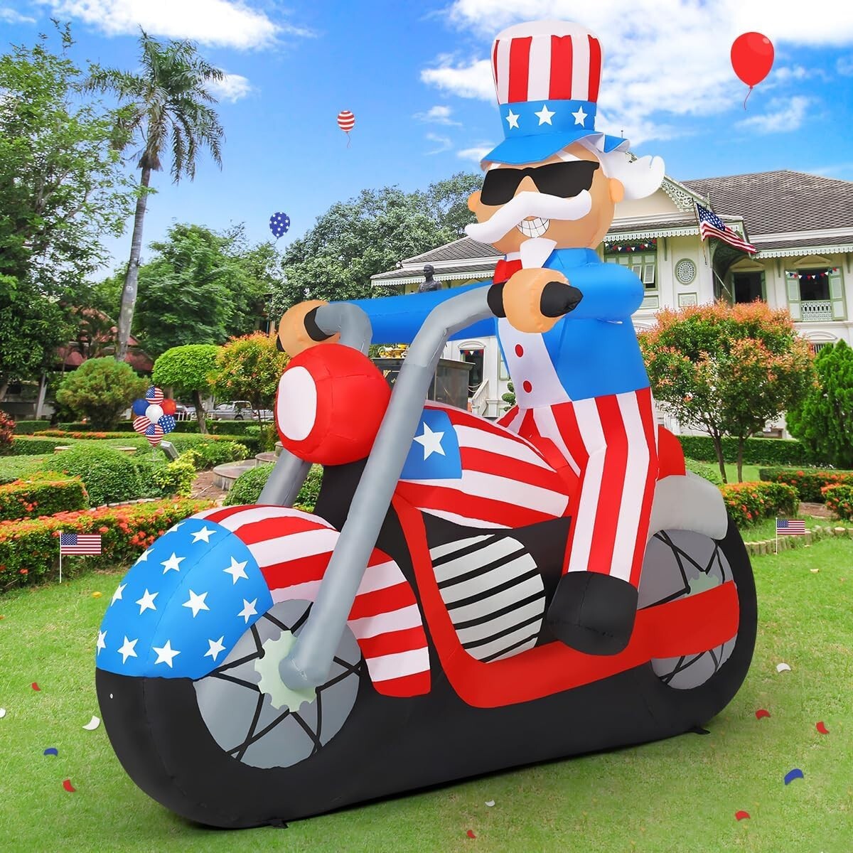 6 ft Patriotic Inflatable Uncle Sam with LED Lights for Independence Day Decor