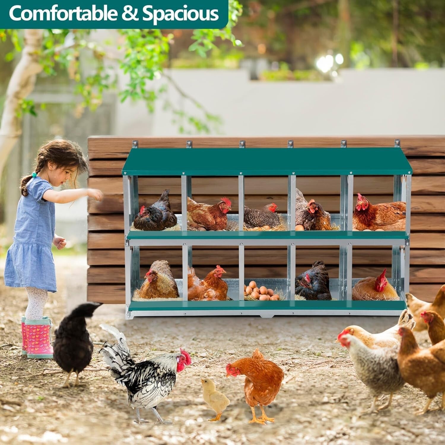 Safe & Easy Access 10 Compartment Chicken Nesting Box for Optimal Production