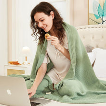 Load image into Gallery viewer, Generous Size Cotton Throw Blanket - Stylish Sage Green for Modern Living Spaces