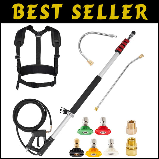 Heavy-Duty 20ft Pressure Washer Wand - Lightweight Aluminum with Gutter Cleaner