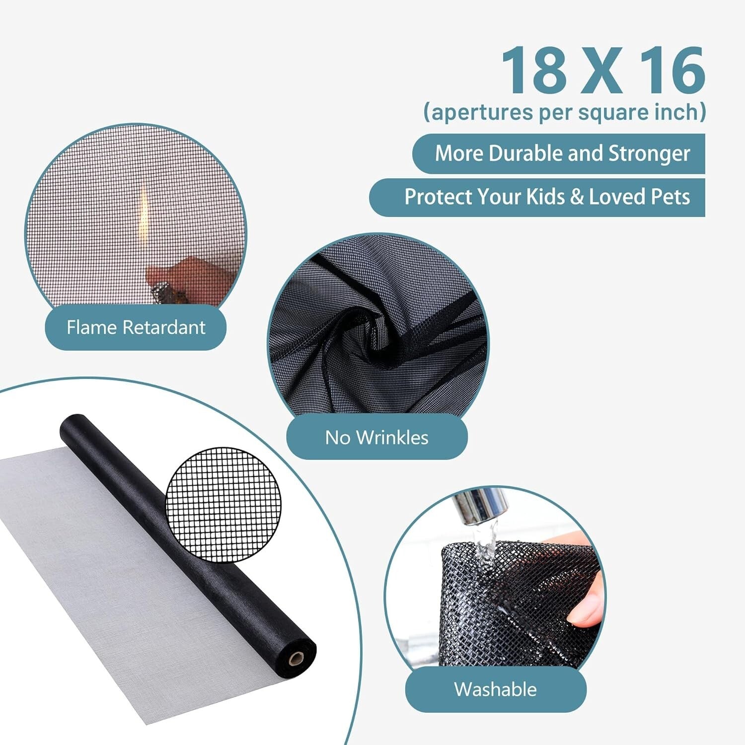 Versatile Charcoal Fiberglass Pet Screen Replacement 36" x 25" - DIY Friendly