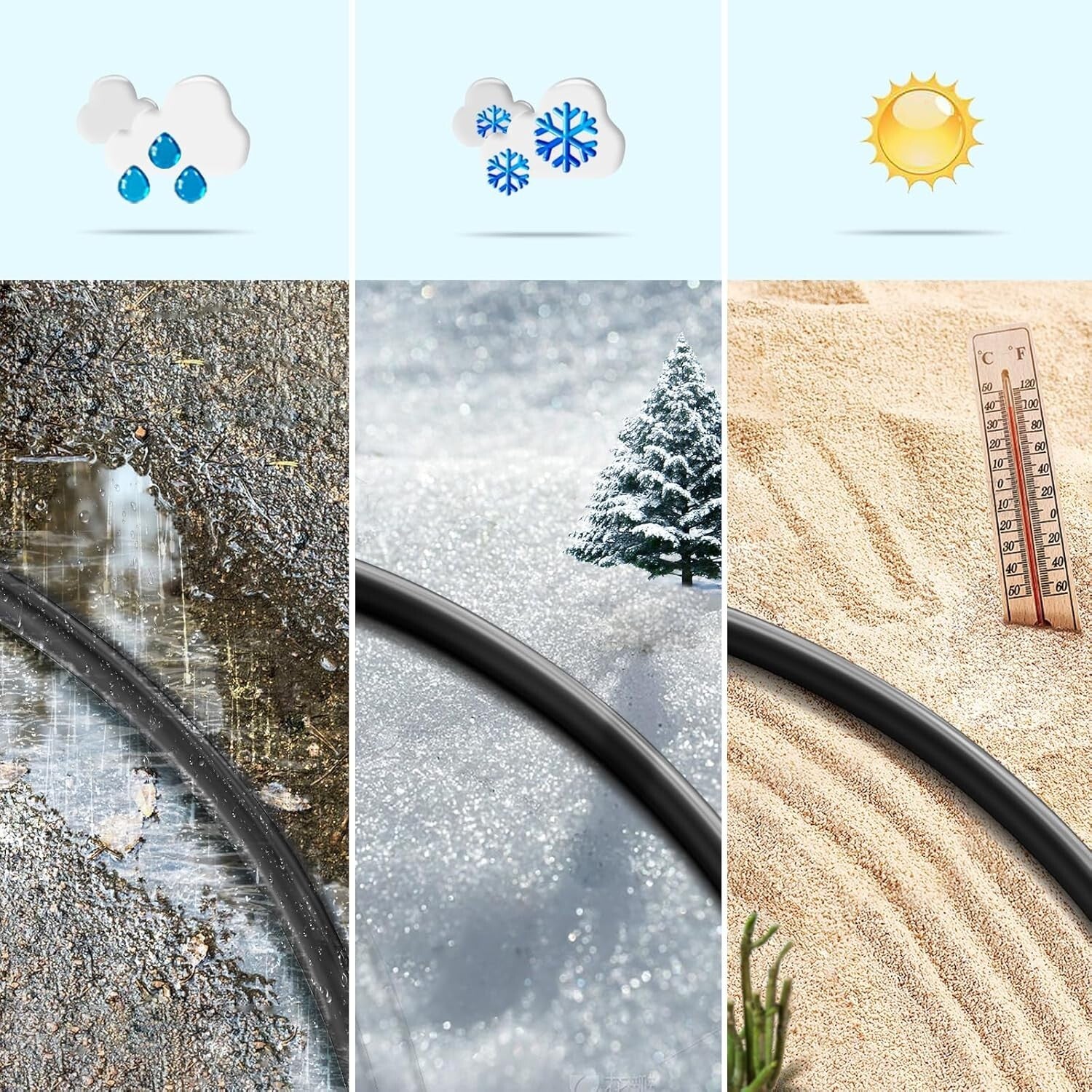 Heavy-Duty 16/3C 4-Outlet Splitter Extension Cord, 74 FT Ideal for Outdoor Decor