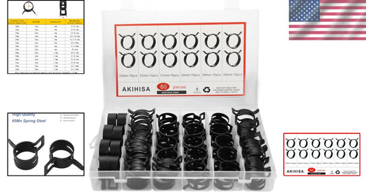 60-Pack Spring Steel Hose Clamps for Reliable Leak-Proof Connections (28-33mm)