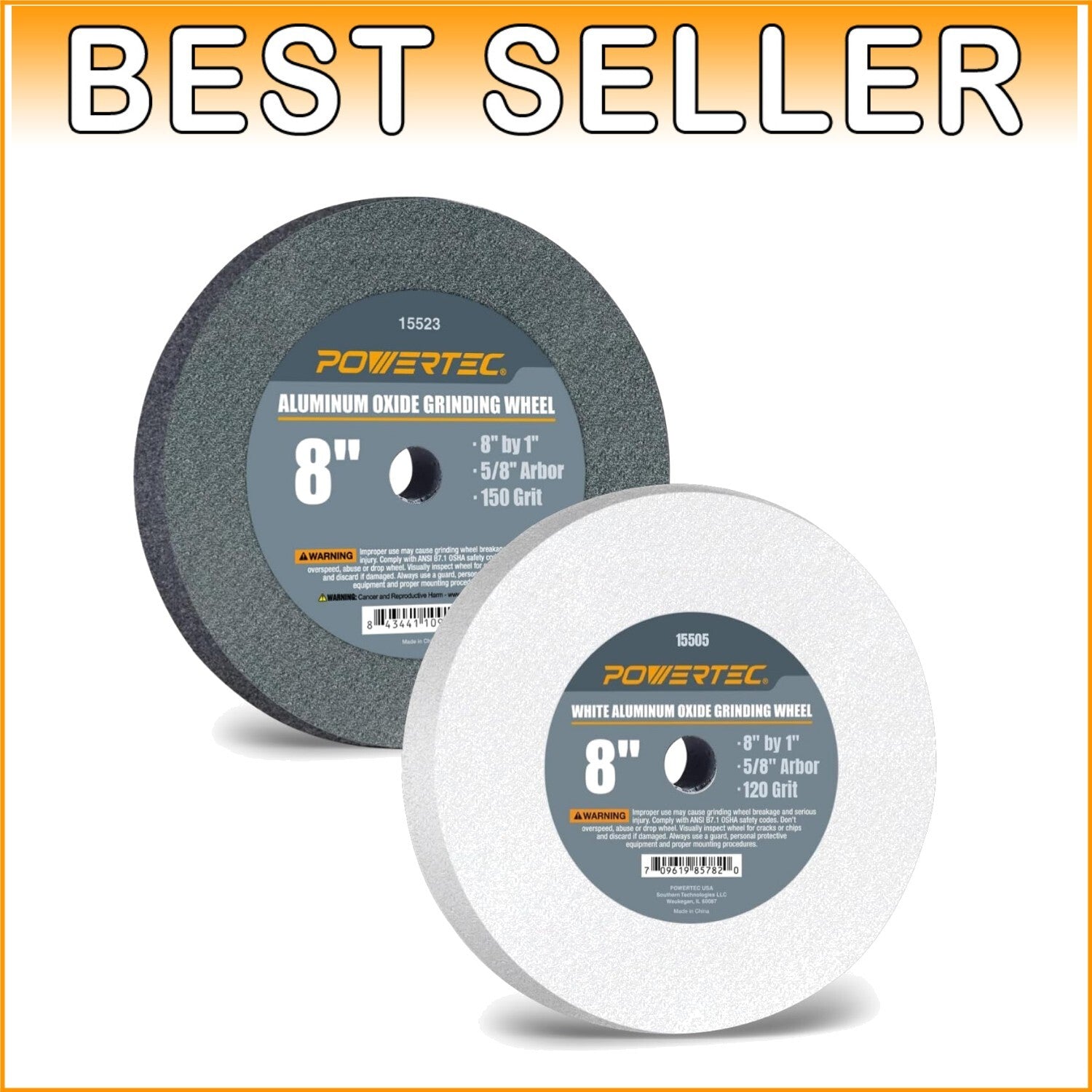 8" Fine Grit Aluminum Oxide Grinding Wheel - Ideal for Bench & Pedestal Grinders