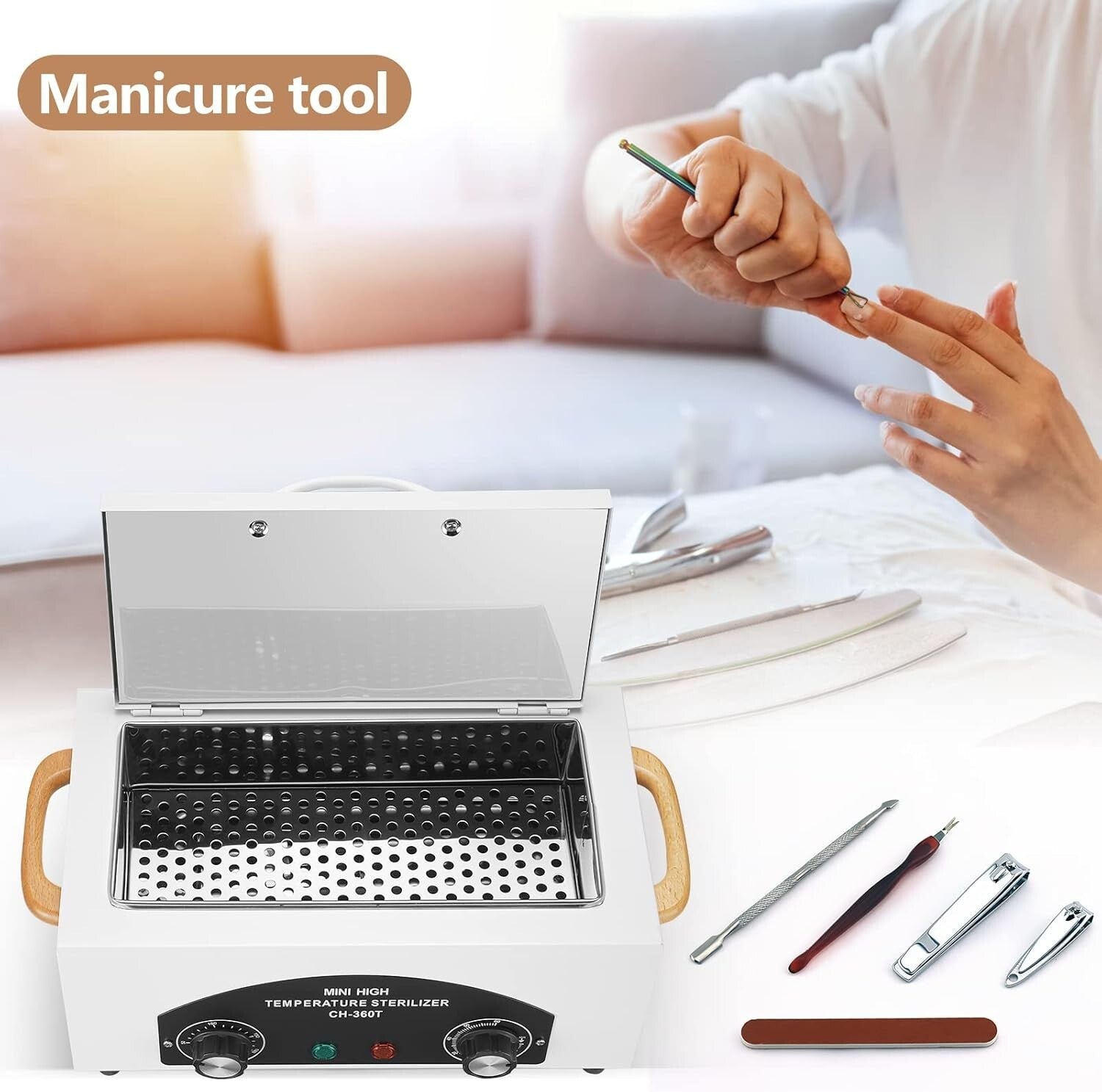 1.5L High-Temperature Sterilizer with Timer - Safe for Metal Tools and Salon Use