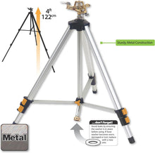 Load image into Gallery viewer, Metal Pulsating Sprinkler with 48'' Adjustable Tripod - QuickConnect Garden Tool