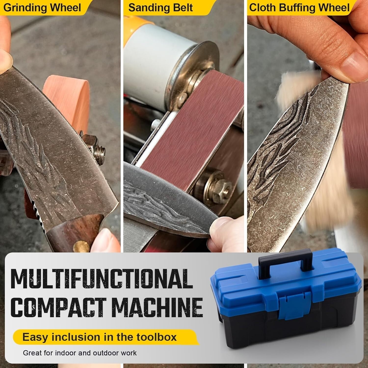 3-in-1 Mini Belt Sander & Knife Sharpener with 7 Speed Settings for Crafting