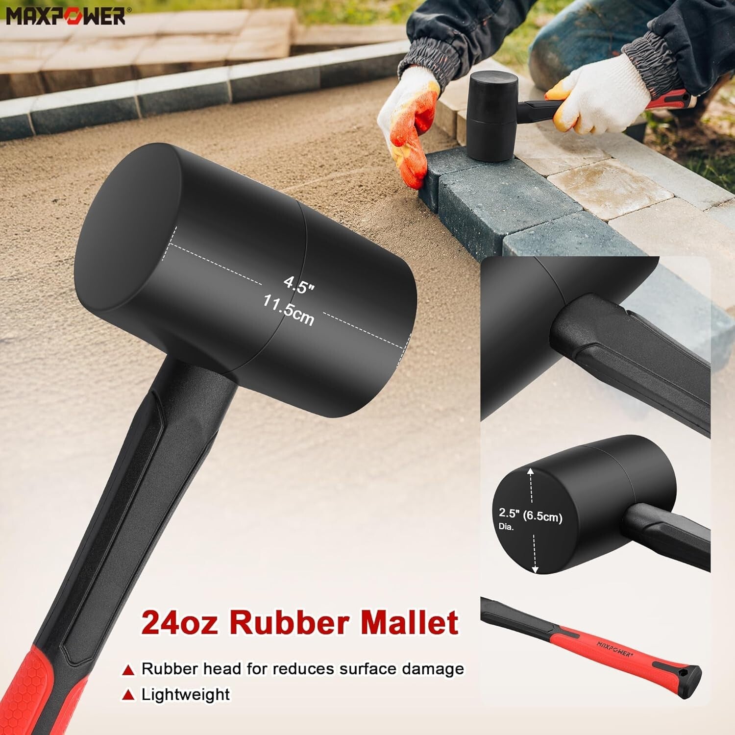 Heavy-Duty 5-Piece Hammer Set with Ergonomic Fiberglass Handles for Comfort