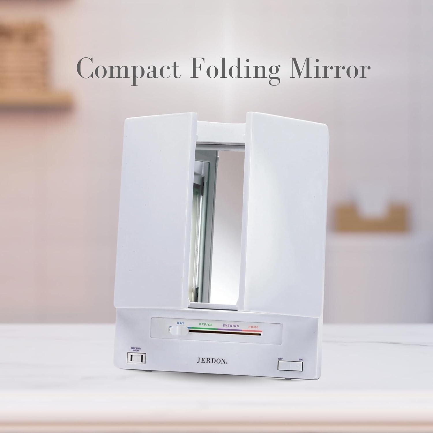 Tri-Fold Makeup Mirror with Lights - 5X & 1X Magnification for Elegant Grooming