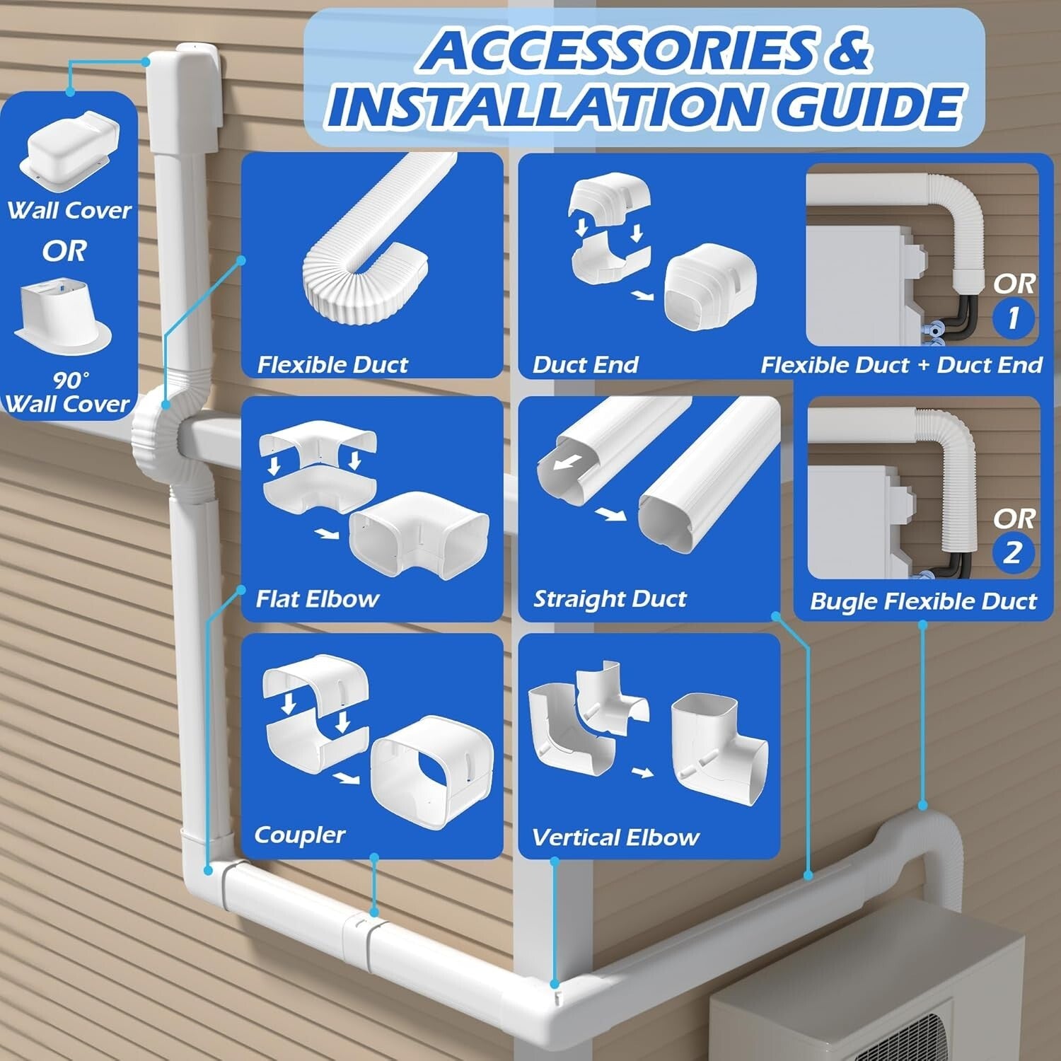 Waterproof Mini-Split Line Set Cover 3-Inch x 17 Feet - Durable PVC Solution