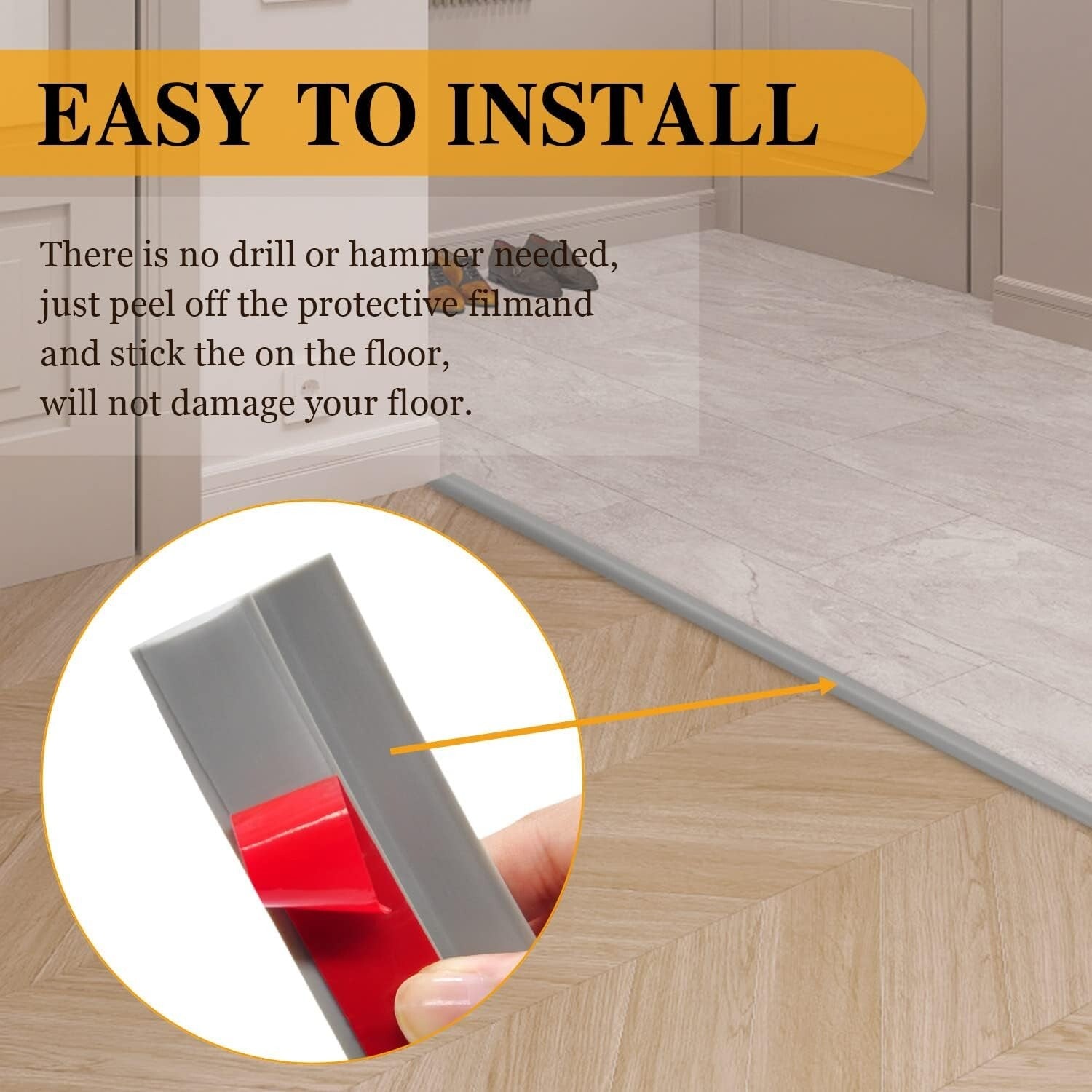 Minimalist Gray Floor Edging Strip - Self-Adhesive Transition for 9-10MM Heights