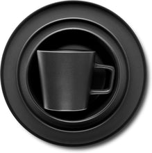 Load image into Gallery viewer, Chic 16-Piece Black Matte Dinnerware Set with Ergonomic Mugs - Durable Stoneware