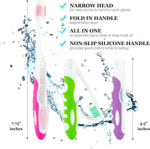 Load image into Gallery viewer, Multi-Color Folding Travel Toothbrush Kit - 100 Medium Soft Bristles for Comfort