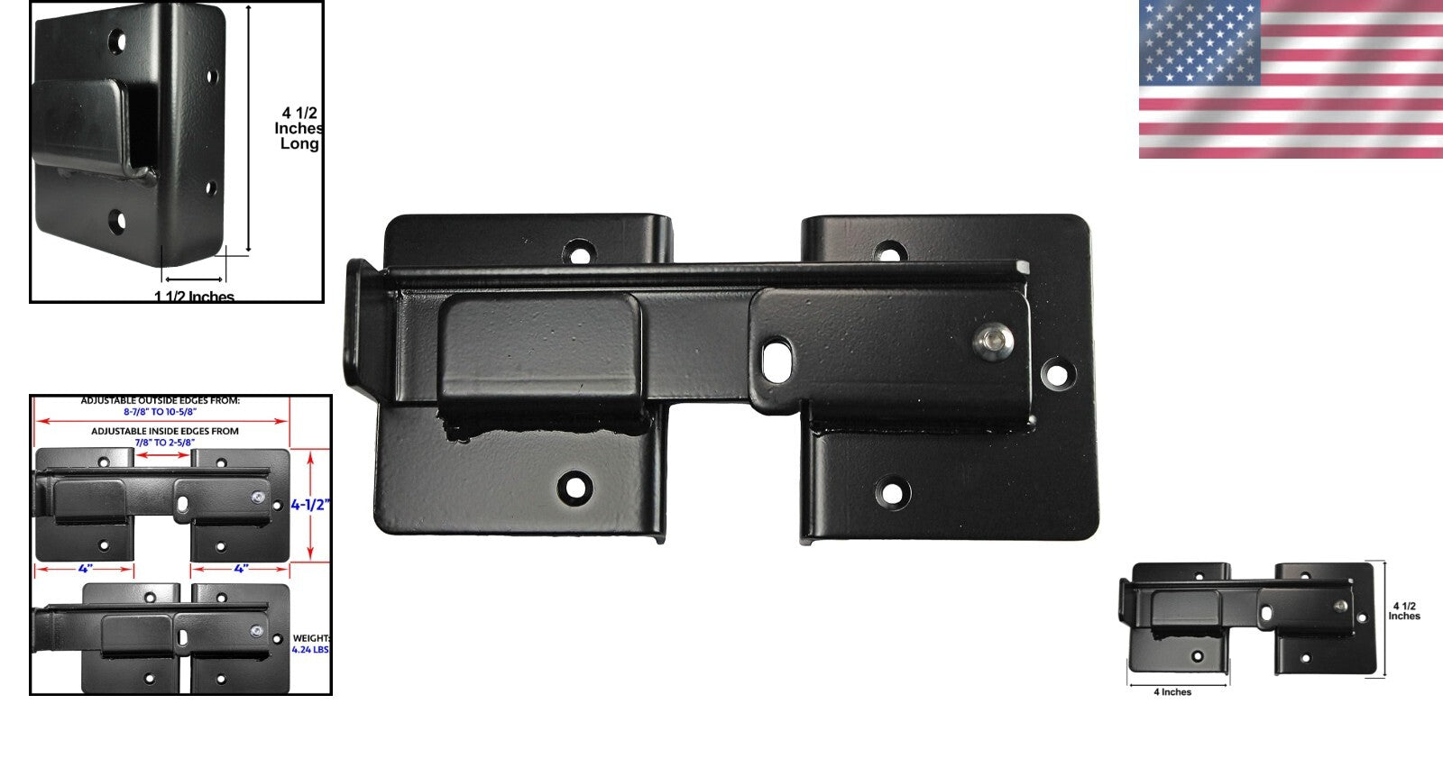 Adjustable Double Gate Flip Latch with Padlock Compatibility for Easy Access