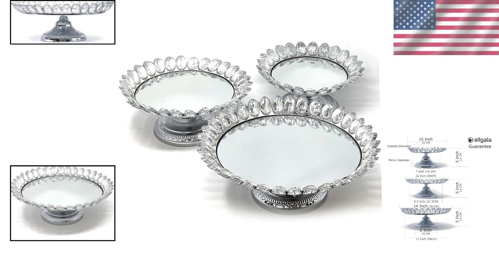Multi-Purpose Silver Plated Cake Stand Set - Perfect for Weddings & Celebrations