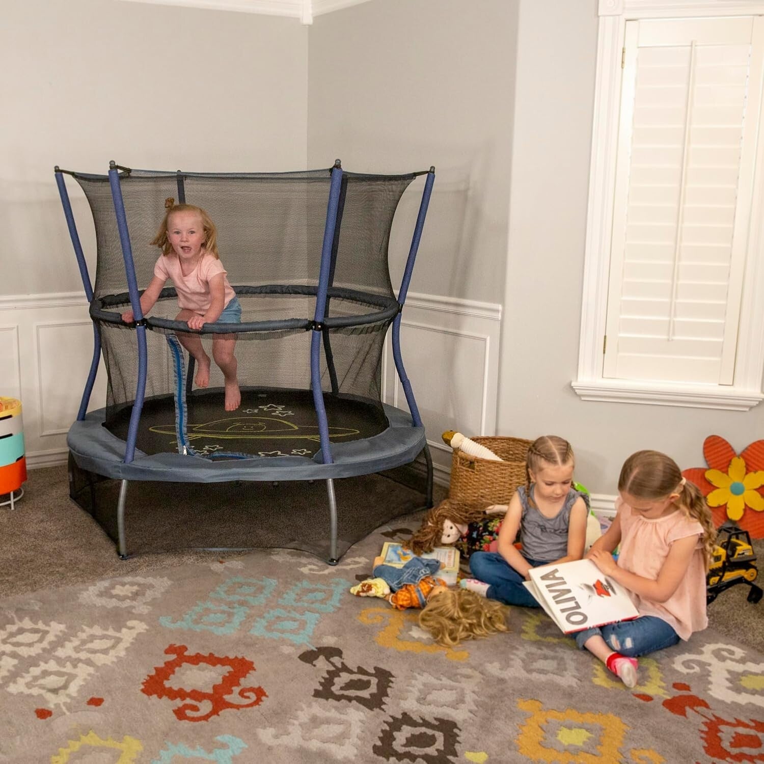 Trampoline for Kids, 60-Inch with Enclosure and Sound Box - A Space Adventure