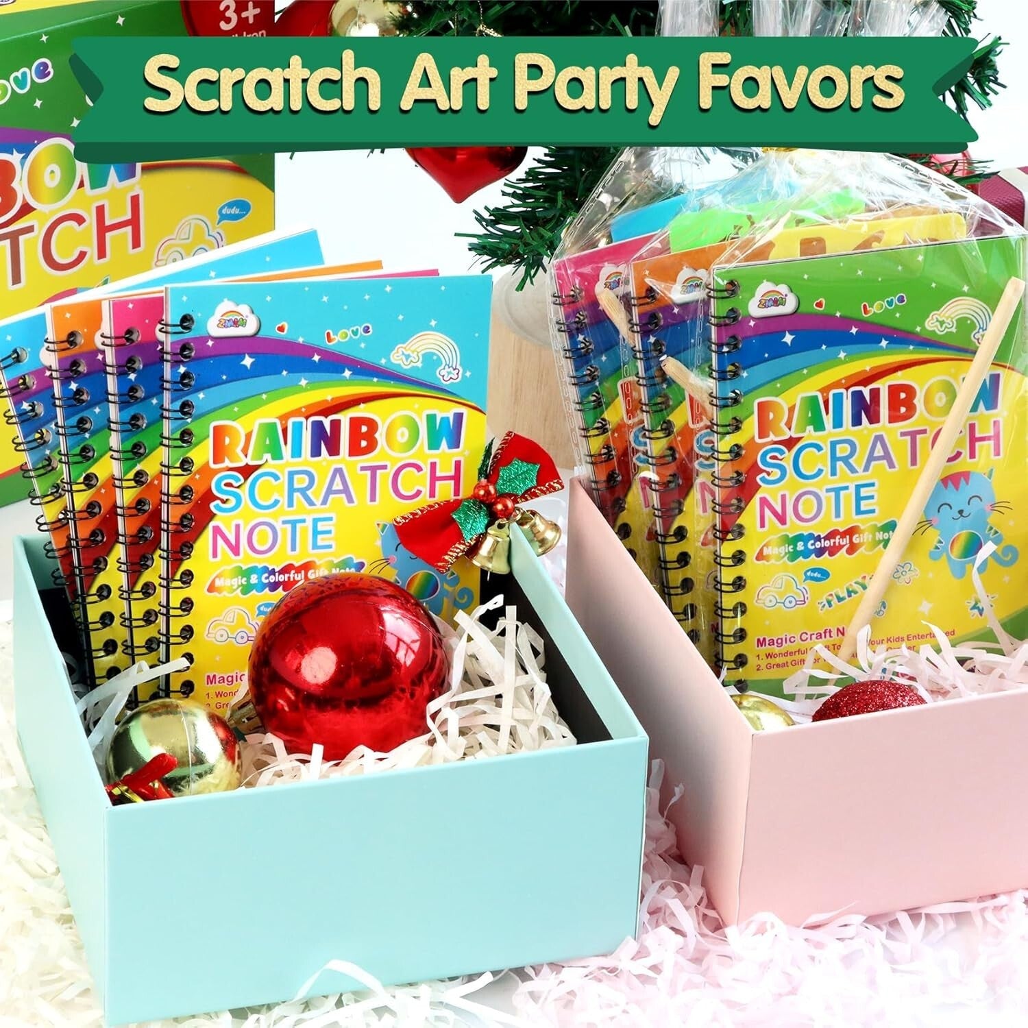 Creative Scratch Art Party Favors - 36 Colorful Notebooks & Gift Bags Included