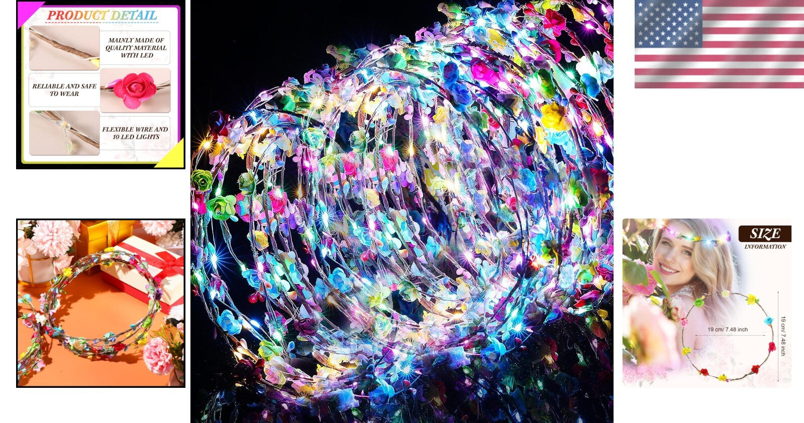 64 Pcs Classic LED Flower Crowns - Perfect for Parties, Birthday, and Weddings