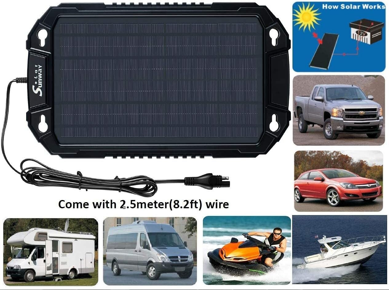 Waterproof Solar Battery Maintainer - 12V Charger for Cars, Trucks & Marine