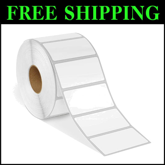10 Rolls of 2" x 1" Perforated Thermal Labels - Eco-Friendly & Clear Printing