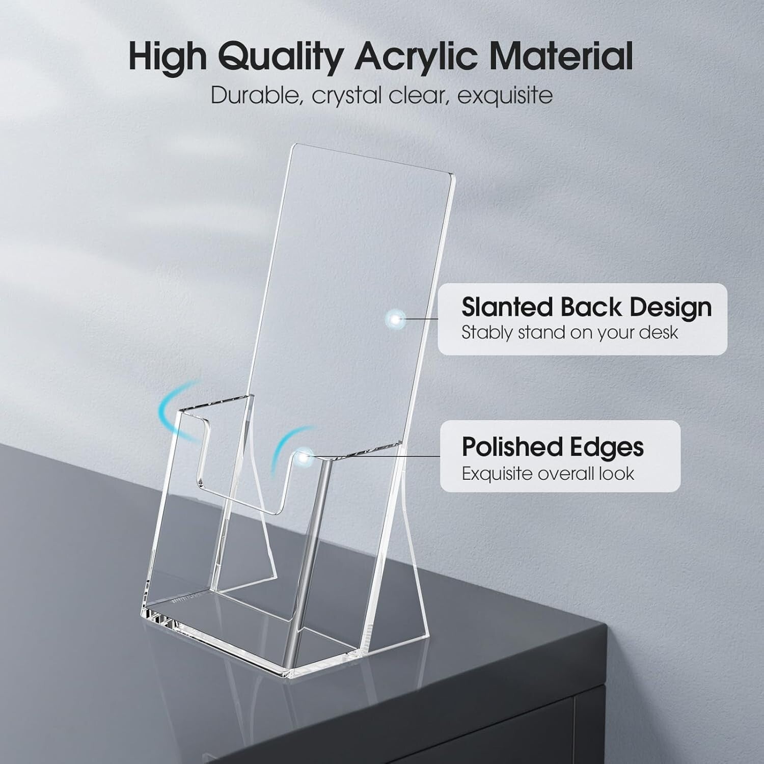 Durable Clear Acrylic Flyer Holders - 12 Pack, Slant Back for Standout Displays