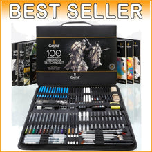 Load image into Gallery viewer, All-Inclusive 100-Piece Graphite, Charcoal &amp; Pastel Sketching Kit for Pros