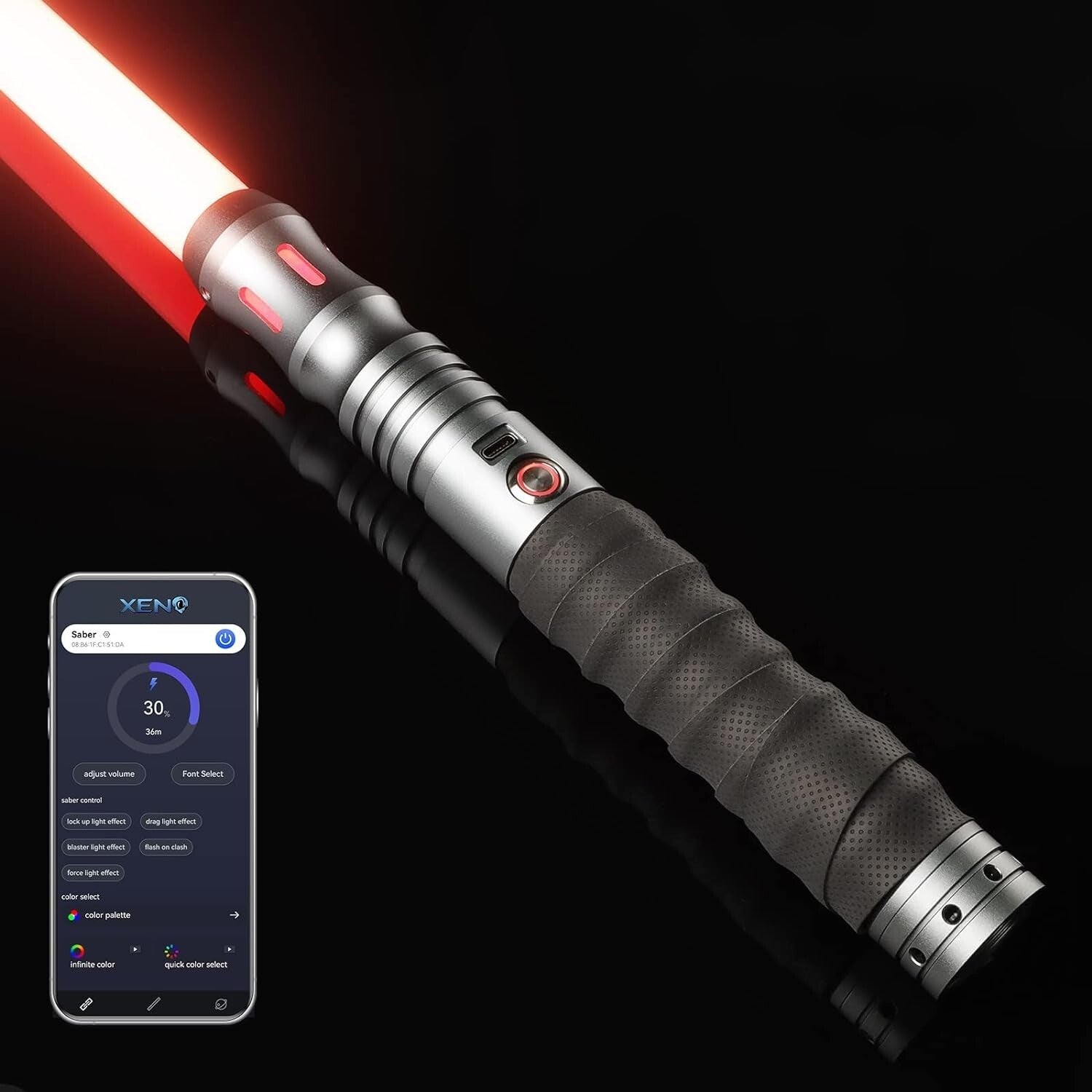 Interactive RGB Lightsaber with Smooth Swing FX - Perfect for Cosplay & Dueling