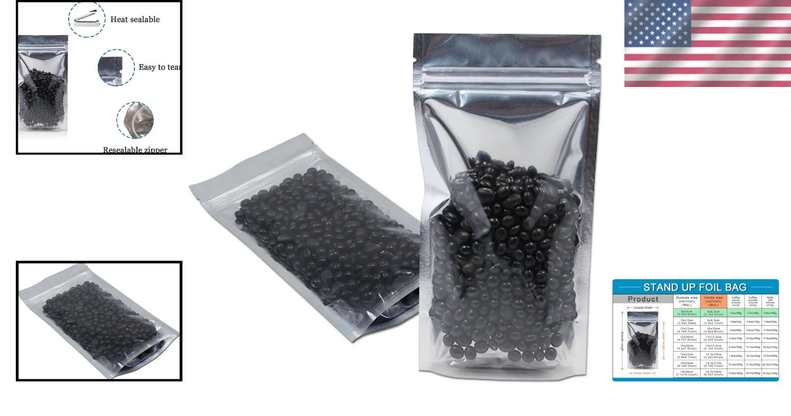 Clear Front 1000 Count Heat Seal Mylar Bags – Ideal for Snacks, Coffee & More