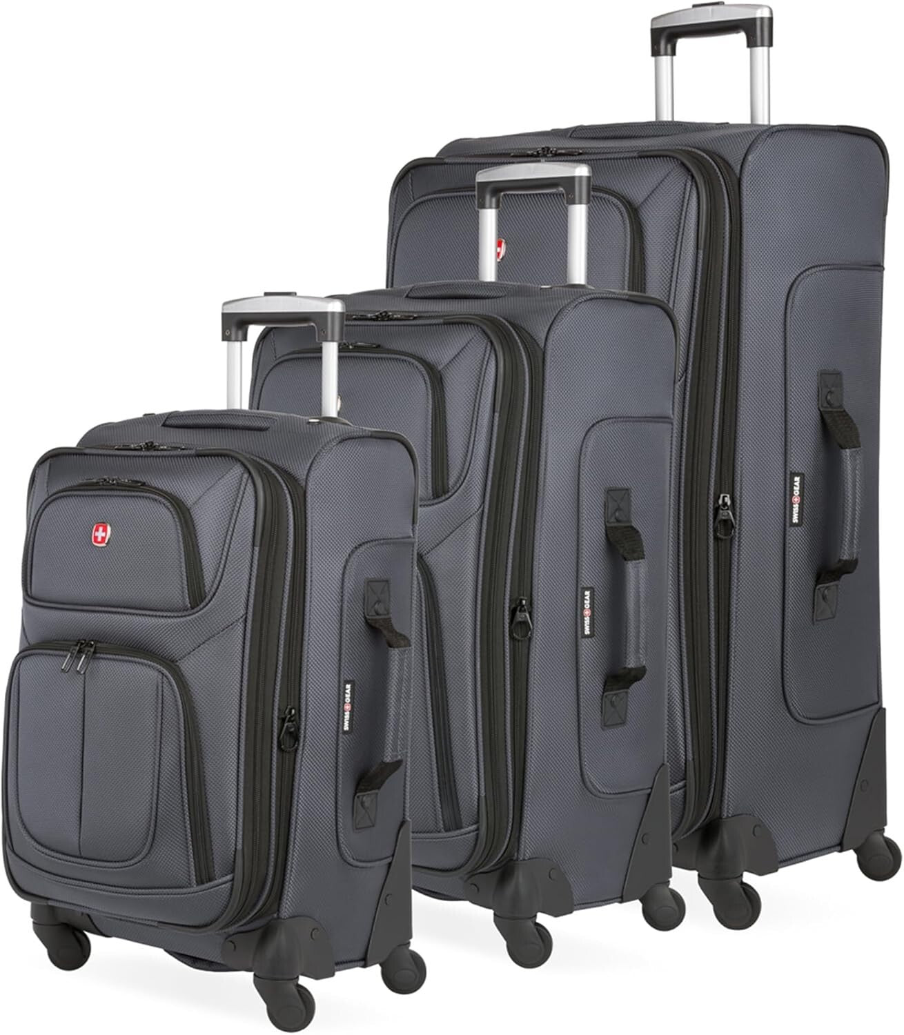 Sion Dark Grey Expandable Luggage Set - 3-Piece (21/25/29) for Effortless Travel
