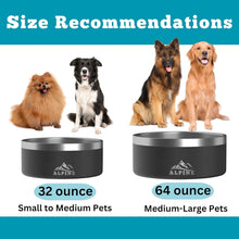 Load image into Gallery viewer, Set of 2 Non-Slip Stainless Steel Dog Bowls - 32 Oz Insulated &amp; Dishwasher Safe