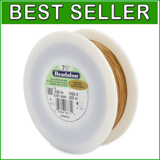 Durable Satin Gold Bead Stringing Wire, 0.024 in, 7-Strand for Crafting Elegance