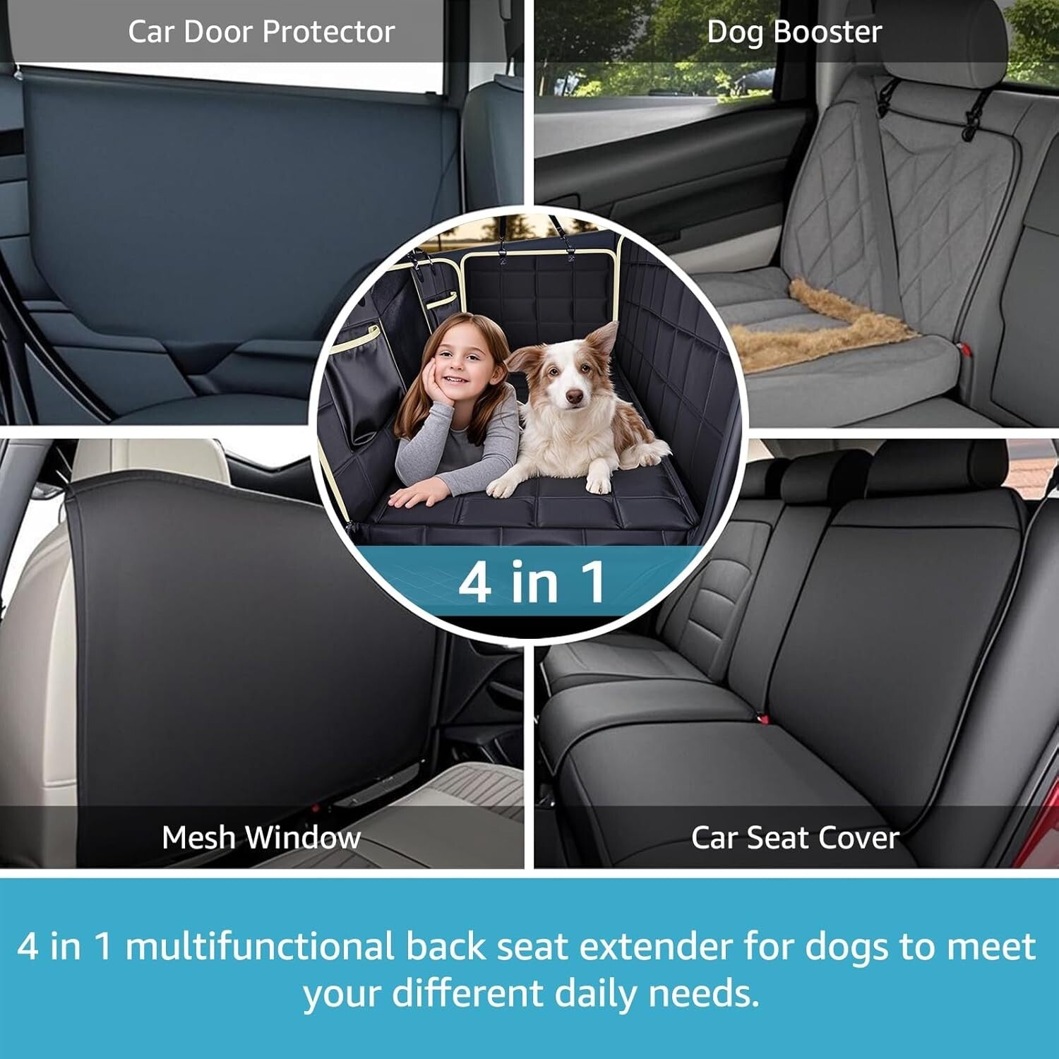 Heavy-Duty Waterproof Dog Car Hammock with Mesh Window - Fits SUVs & Trucks