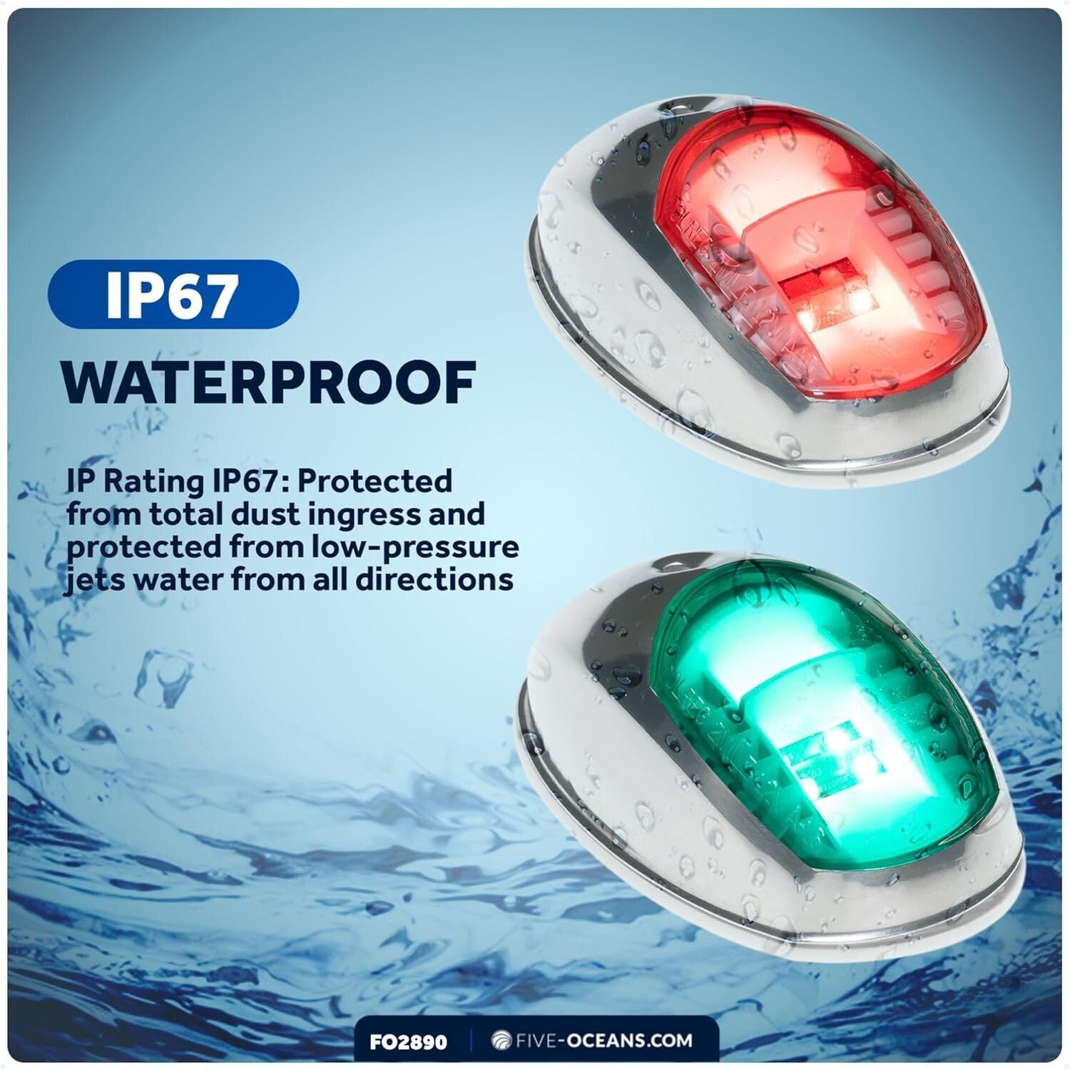 Bright Waterproof Navigation Lights - Red & Green LED Boat Lights, Marine Grade