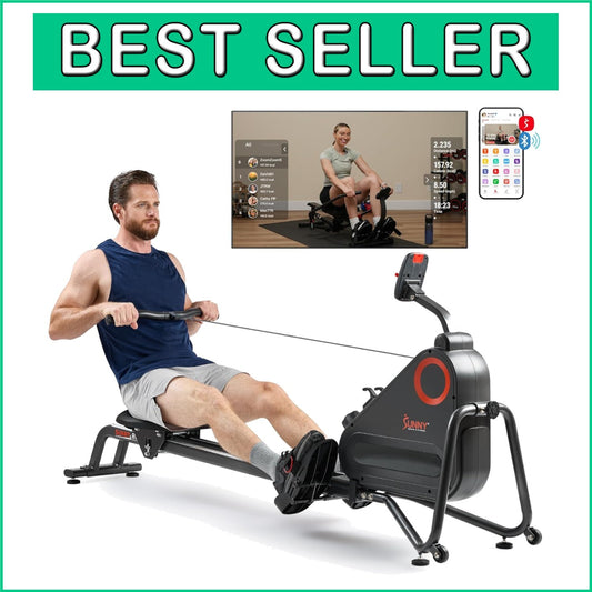 Ergonomic Magnetic Rowing Machine - Smooth Exercise with Compact Storage & App
