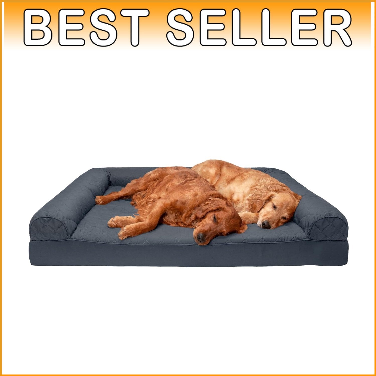 Supportive Quilted Orthopedic Dog Couch for Large Dogs - Machine Washable Cover