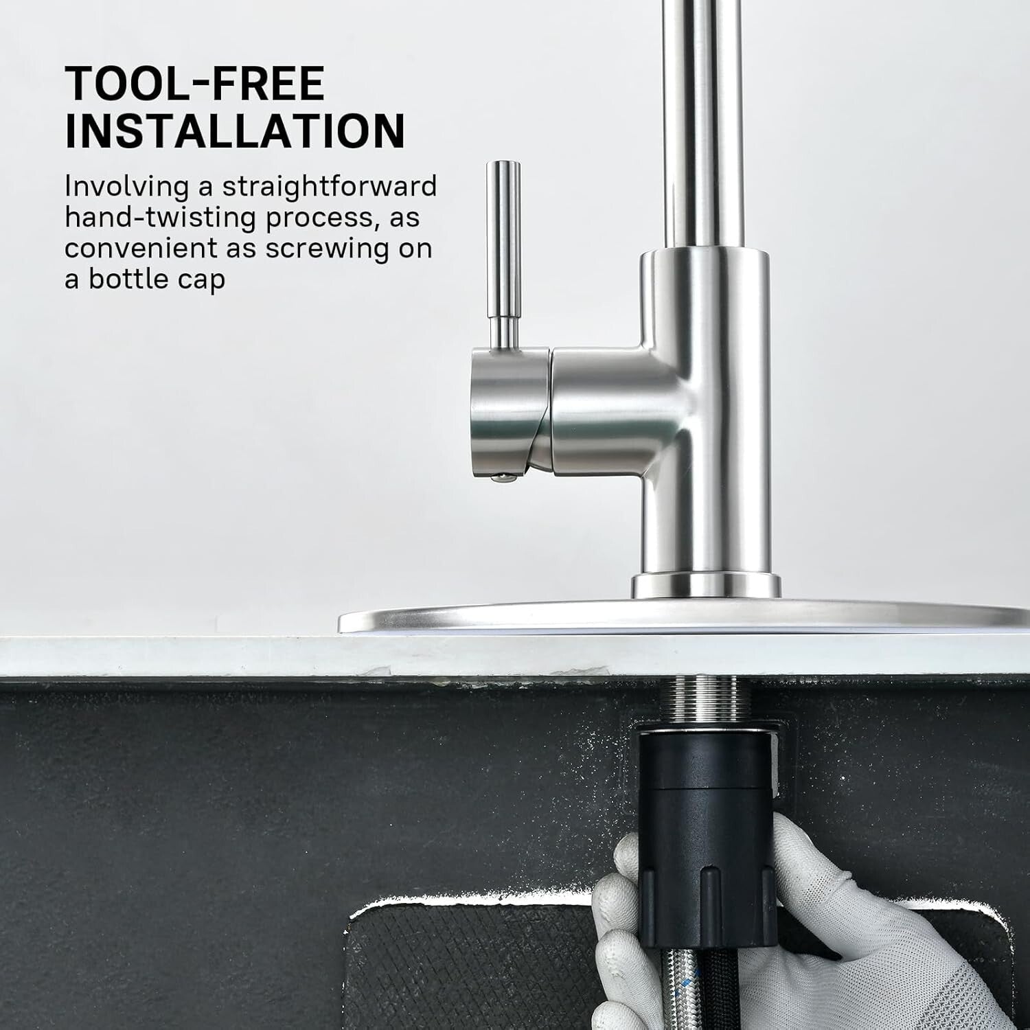 Easy Install Brushed Nickel Kitchen Faucet with 360° Pull Down Sprayer - 2 Pack