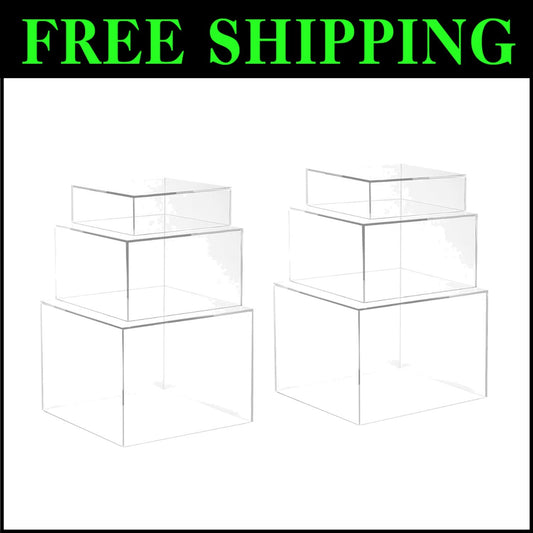 Elegant Crystal Clear Acrylic Cube Risers - Perfect for Home or Office Display