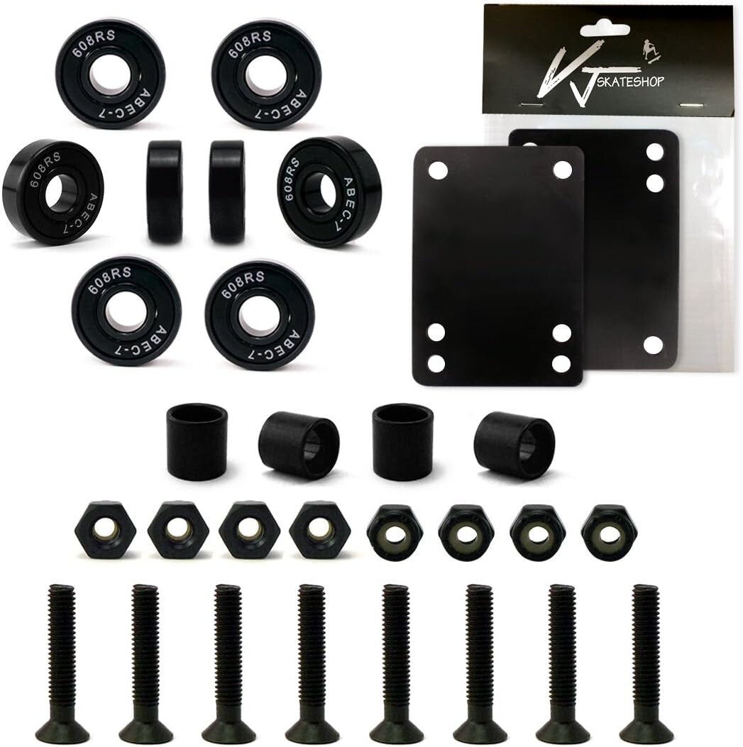 Complete 5.0 Skateboard Parts Kit: Trucks, 52mm Pink Wheels, ABEC 7 Bearings