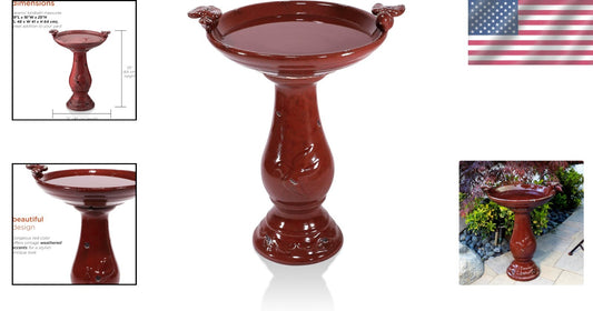 Antique-Style 25" Tall Outdoor Birdbath with 2 Figurines for Perfect Yard Accent