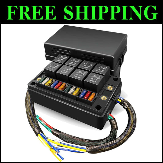 Pre-Wired IP65 Relay Fuse Box with 8 JD1914 Relays for Automotive & Marine