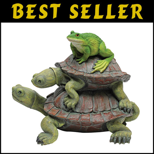 Exclusive 11" Long Frog and Turtles Decorative Statue for Indoor & Outdoor
