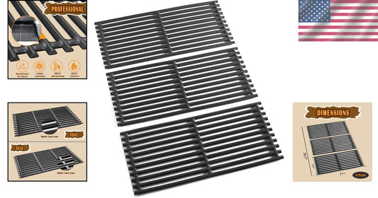 17" Cast Iron Replacement Grates for Charbroil Tru Infrared Gas Grills - 3 Pack