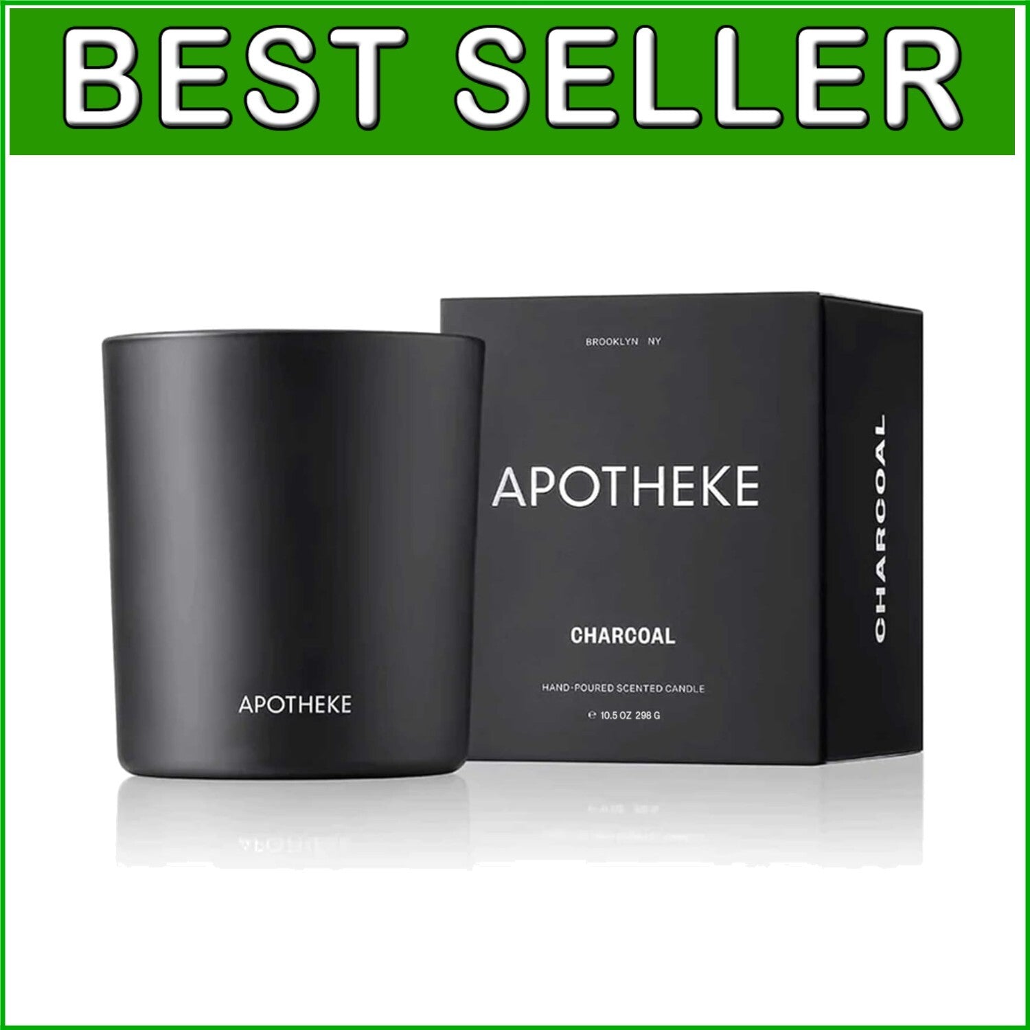 Brooklyn-Made Soy Wax Candle - Captivating Charcoal Aroma, 60-70 Hour Burn