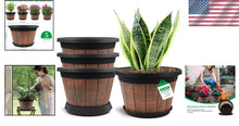 Load image into Gallery viewer, Large 14" Retro Plant Pots for Flower Gardening - Pack of 4 with Drainage Tray