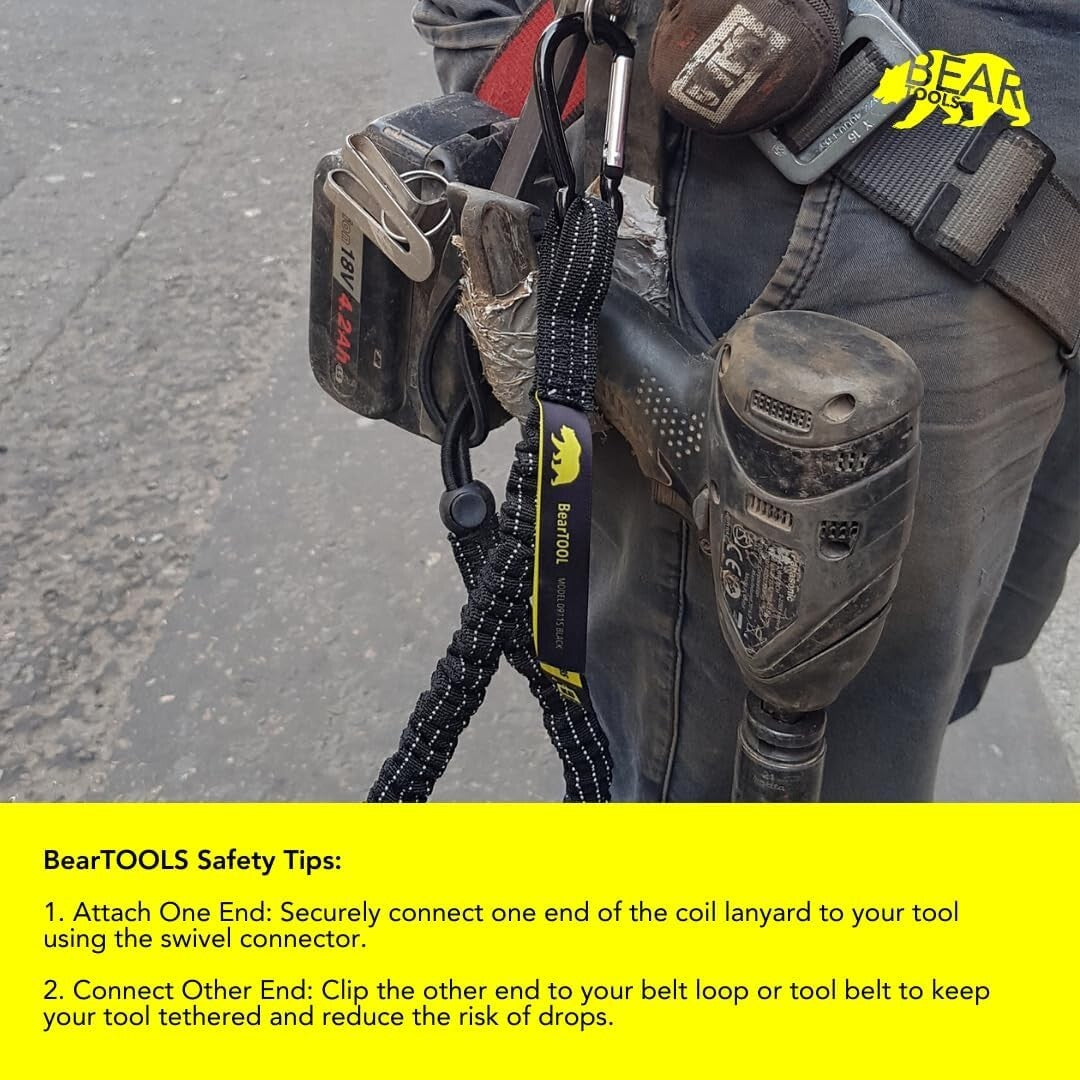 High-Strength Nylon Tool Safety Lanyard with Non-Tangling Carabiner | 10 Pack