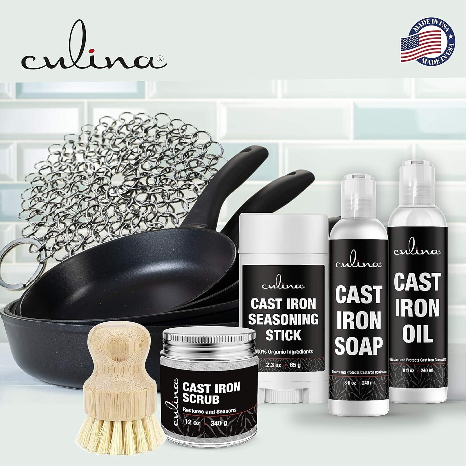 All-Natural Cast Iron Soap and Conditioning Oil for Non-Stick Cooking – 32 oz