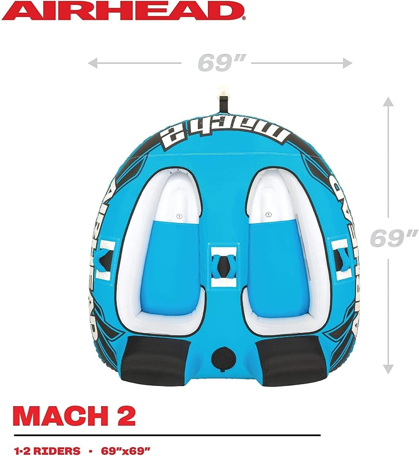 Nylon Water Sports Towable Tube for 1-2 Boat Riders - Easy Setup