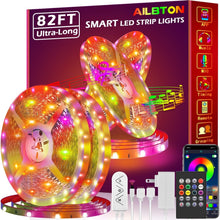 Load image into Gallery viewer, Long 82ft Bluetooth LED Strip Lights - Dimmable RGB Lights for Parties &amp; Decor