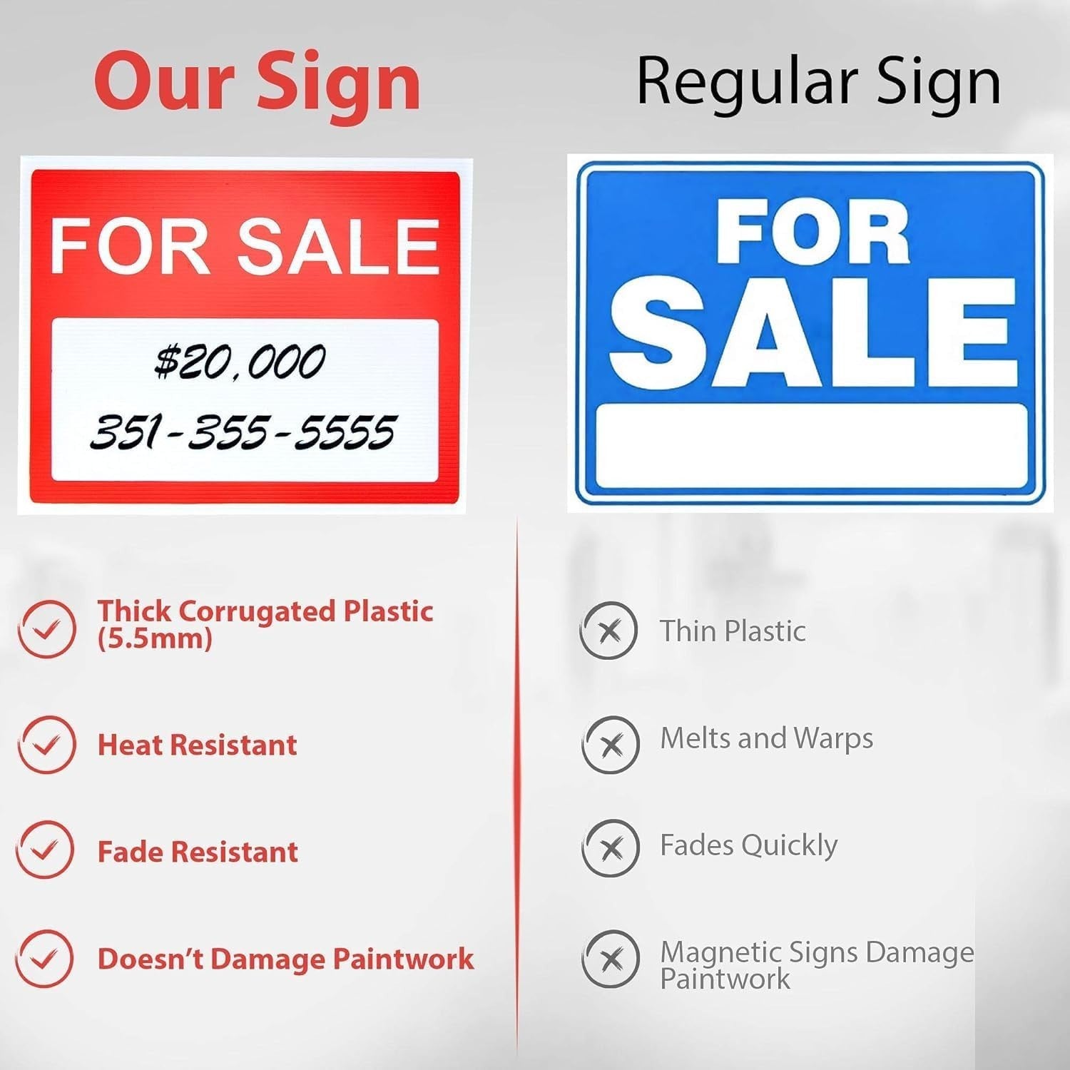Eye-Catching For Sale Vehicle Signs - 10 Pack - Weather-Resistant & Easy to Use
